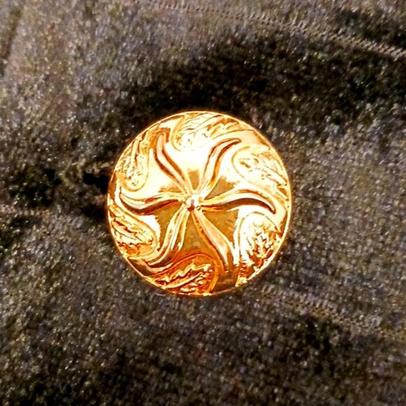 Velvet Jacket BLACK Blazer GOLD BUTTONS Deep V-neck Front Puff Shoulders Pockets - Picture 3 of 16